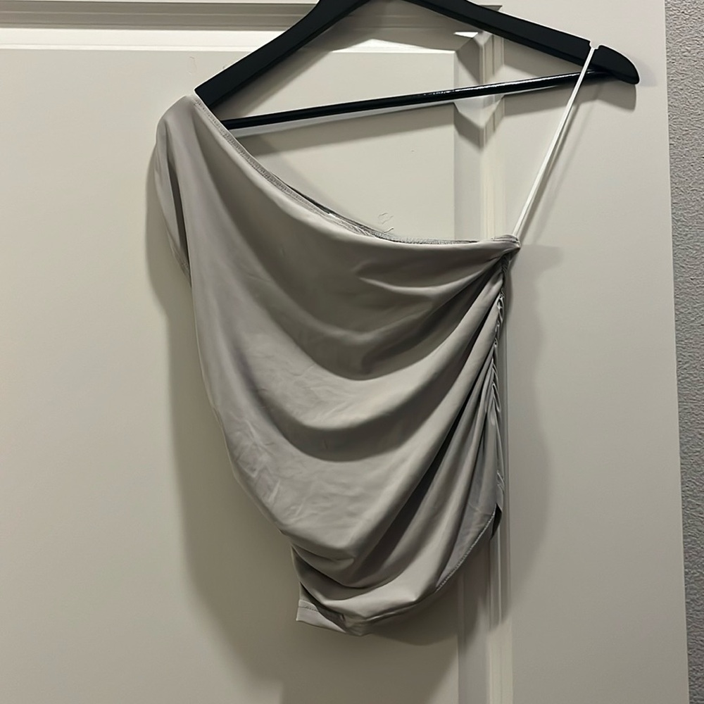Princess Polly taupe one shoulder gathered top